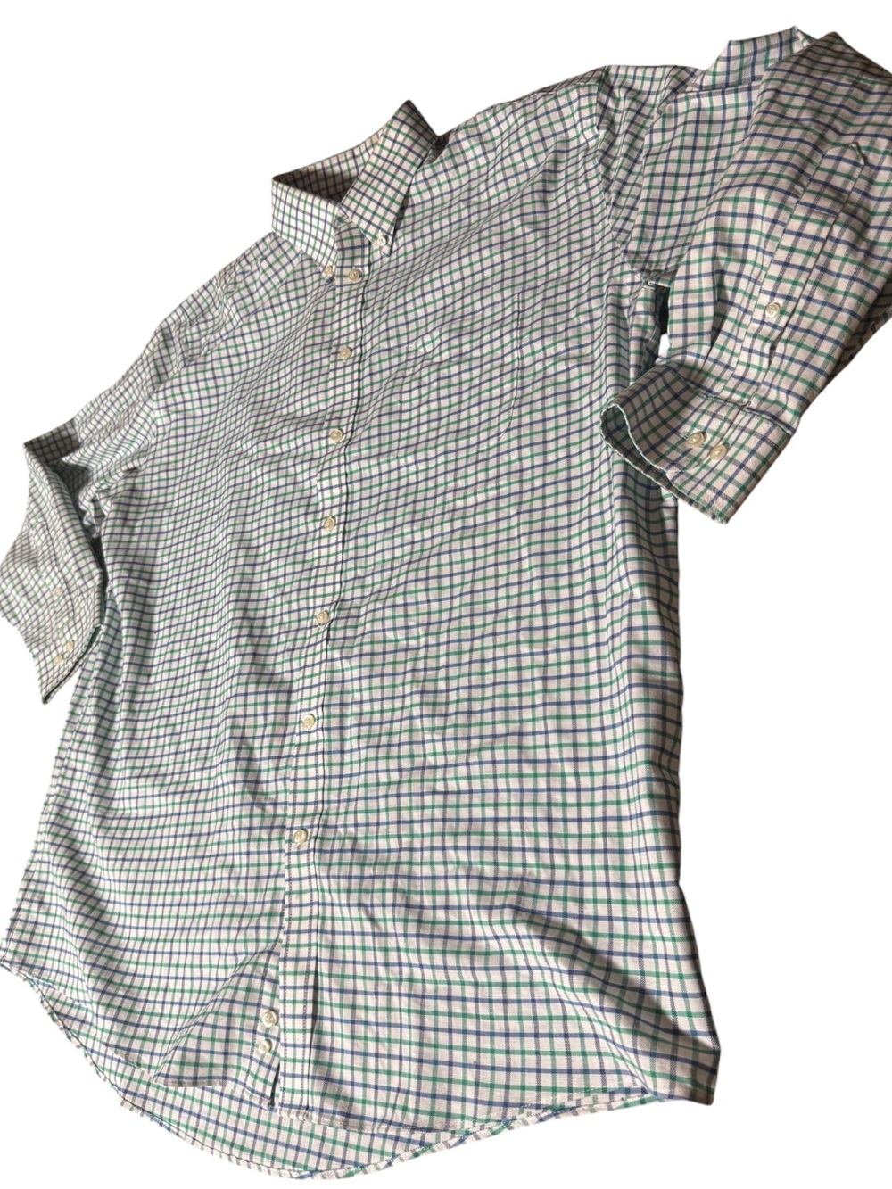 Stafford Tailored Culture Regular Fit Oxford Shirt size 18 34-35 Green Grid plai - Picture 9 of 15